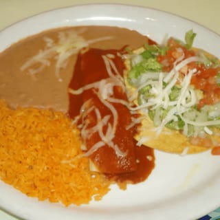 H. One Guacamole Tostada & One Beef Enchilada