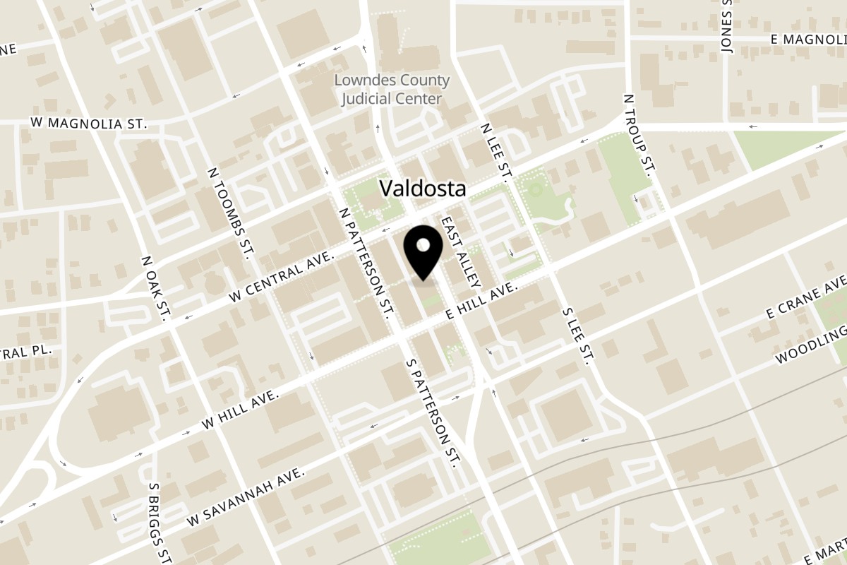 Map showing the location of El Paso Tacos & Tequila Valdosta on 110 N Ashley St in Valdosta